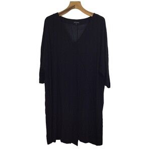 Universal Standard 3/4 Sleeve V-Neck Shift Dress Black Sz m Plus 2x